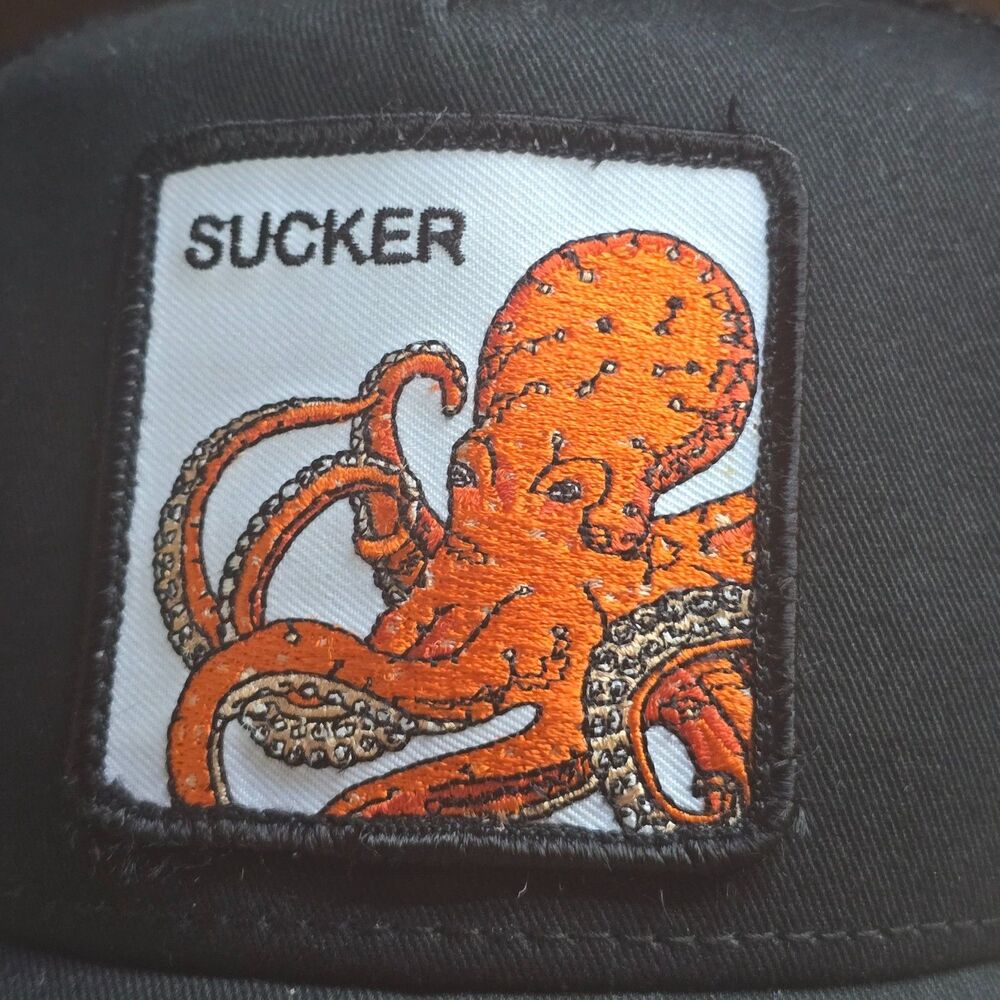 Goorin Bros The Farm Sucker Octopus Black Trucker Hat Snapback - Picture 2 of 8